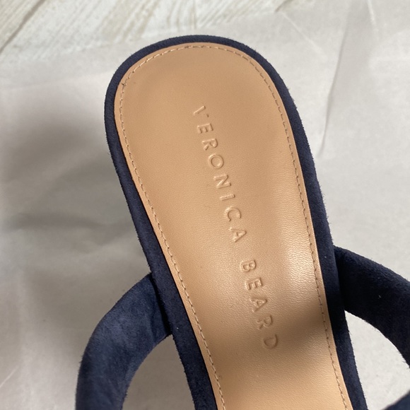 EUC Veronica Beard Gauley sandals block heels blue suede eclipse 8.5 - Picture 4 of 10